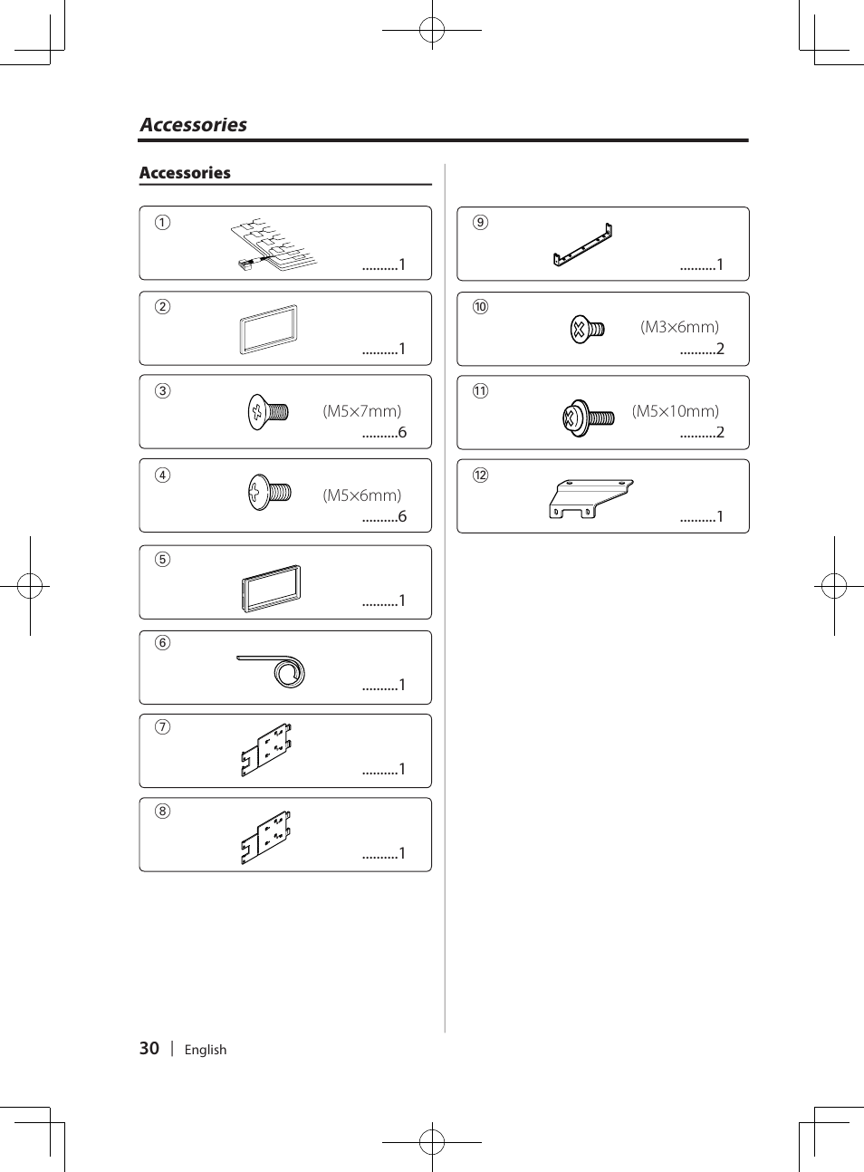 Accessories | Kenwood DPX-MP4070  EN User Manual | Page 30 / 40