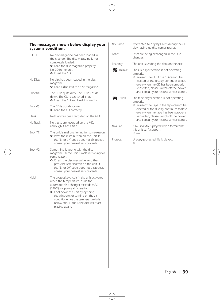 Kenwood DPX-MP4070  EN User Manual | Page 39 / 40