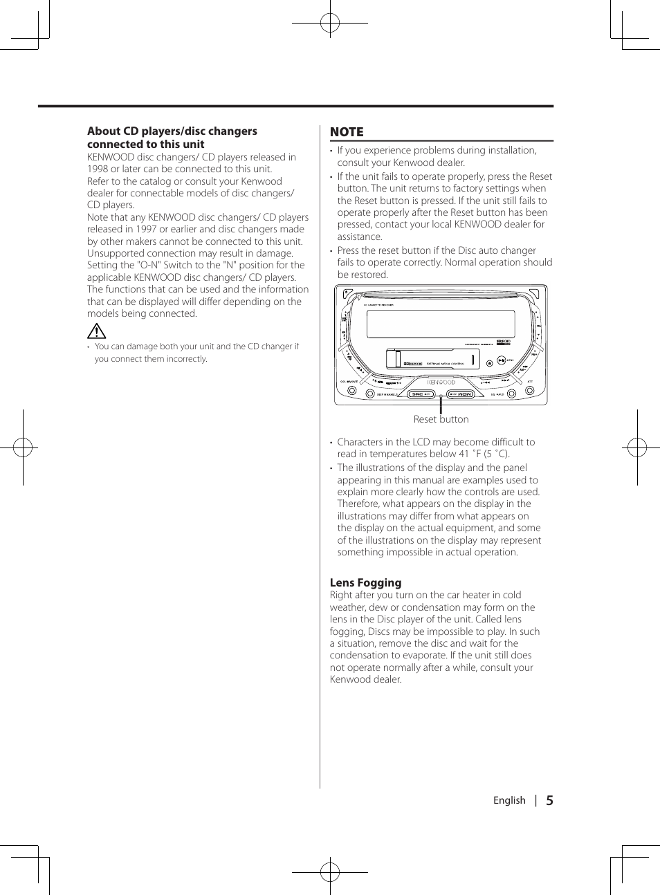 Kenwood DPX-MP4070  EN User Manual | Page 5 / 40