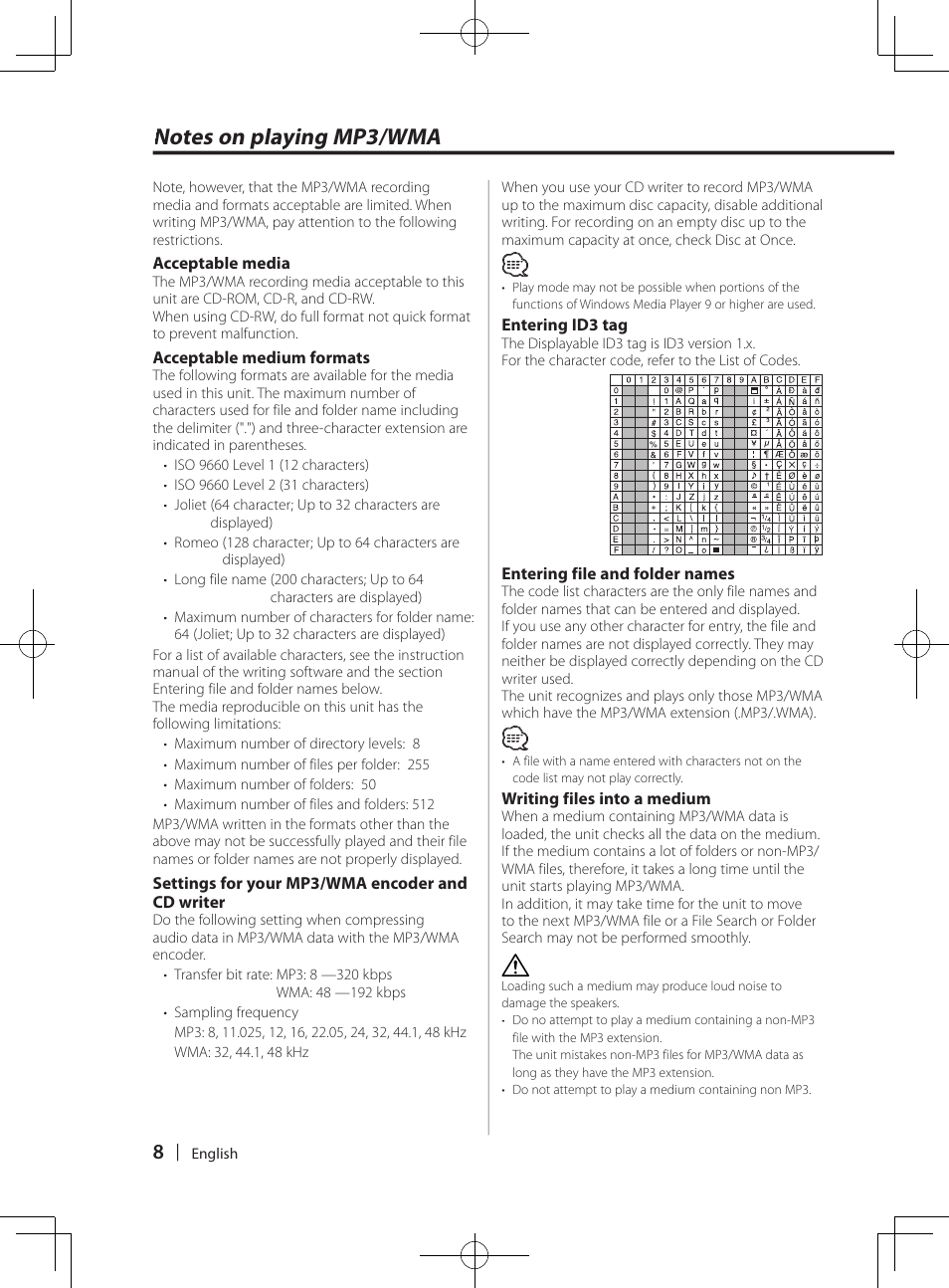 Kenwood DPX-MP4070  EN User Manual | Page 8 / 40