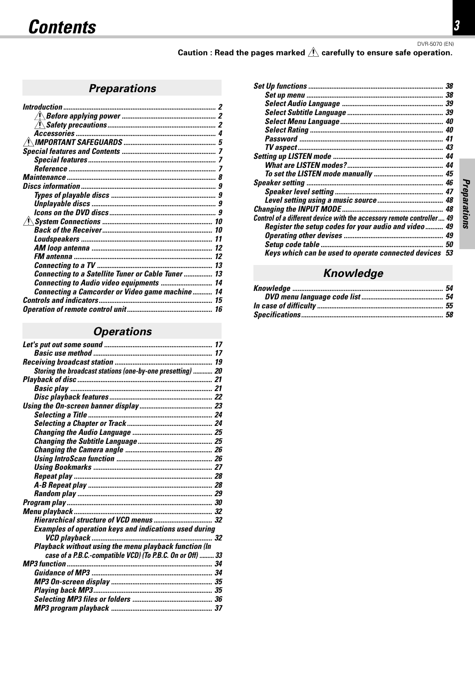 Kenwood DVR-5070 User Manual | Page 3 / 60