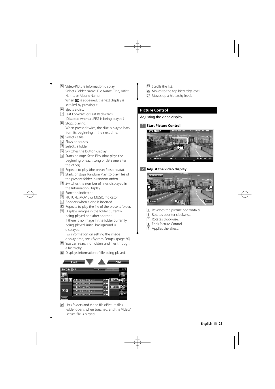 Picture control | Kenwood DDX5032M User Manual | Page 25 / 92