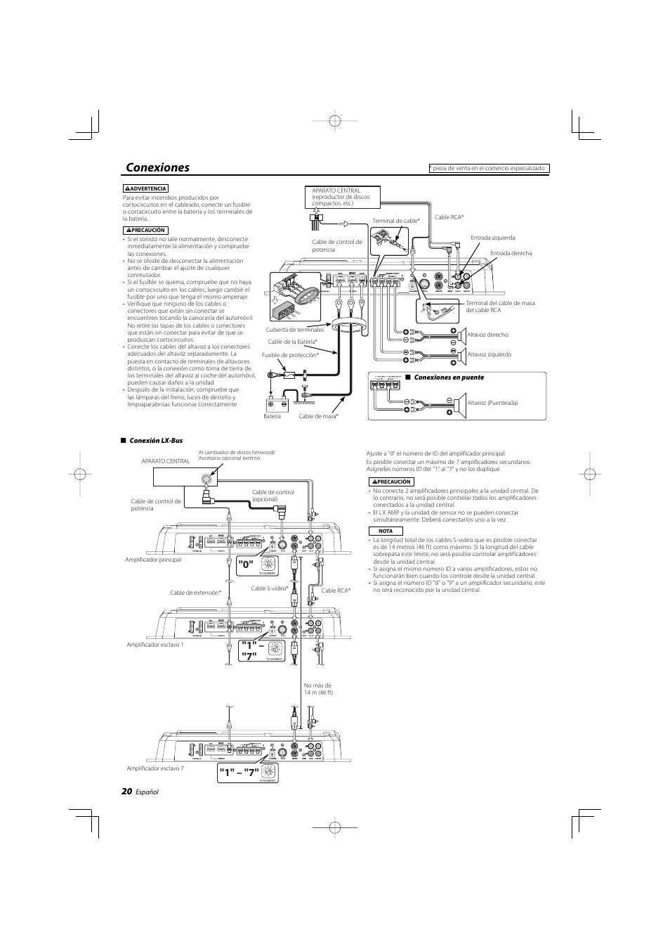 Conexiones | Kenwood KAC-X522 User Manual | Page 20 / 28