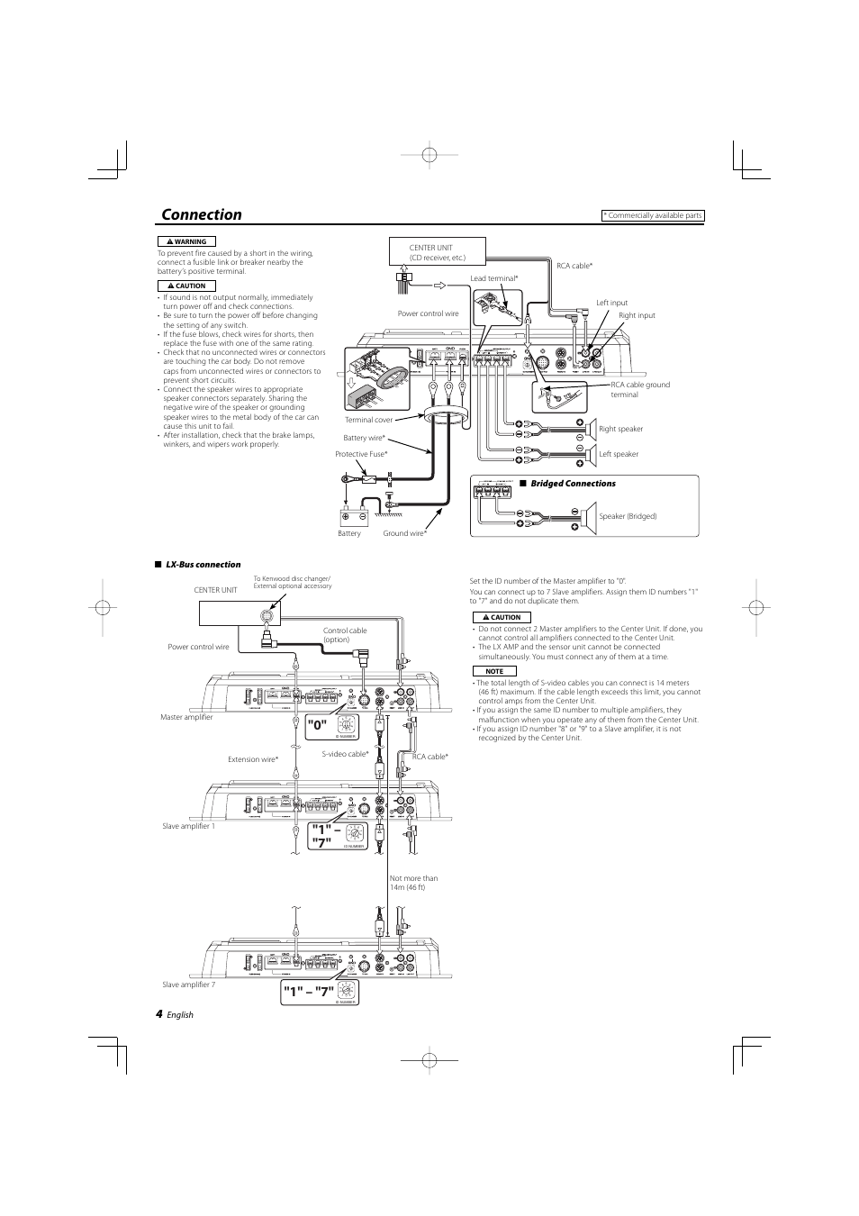 Connection | Kenwood KAC-X522 User Manual | Page 4 / 28