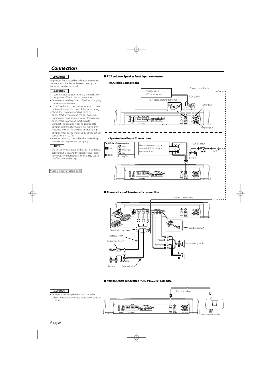 Connection | Kenwood KAC-8102D User Manual | Page 4 / 20