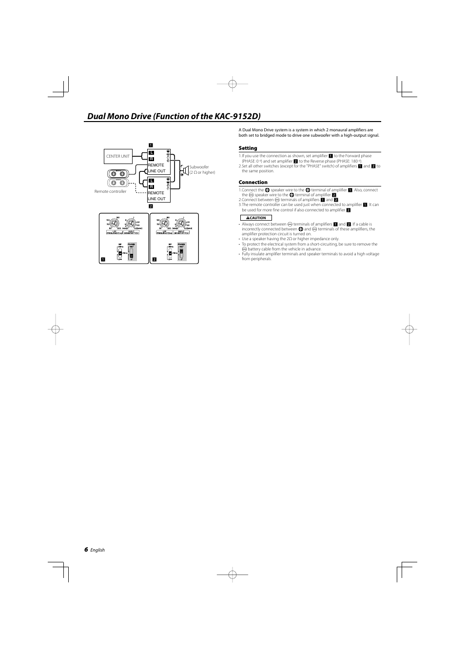Dual mono drive (function of the kac-9152d) | Kenwood KAC-8102D User Manual | Page 6 / 20