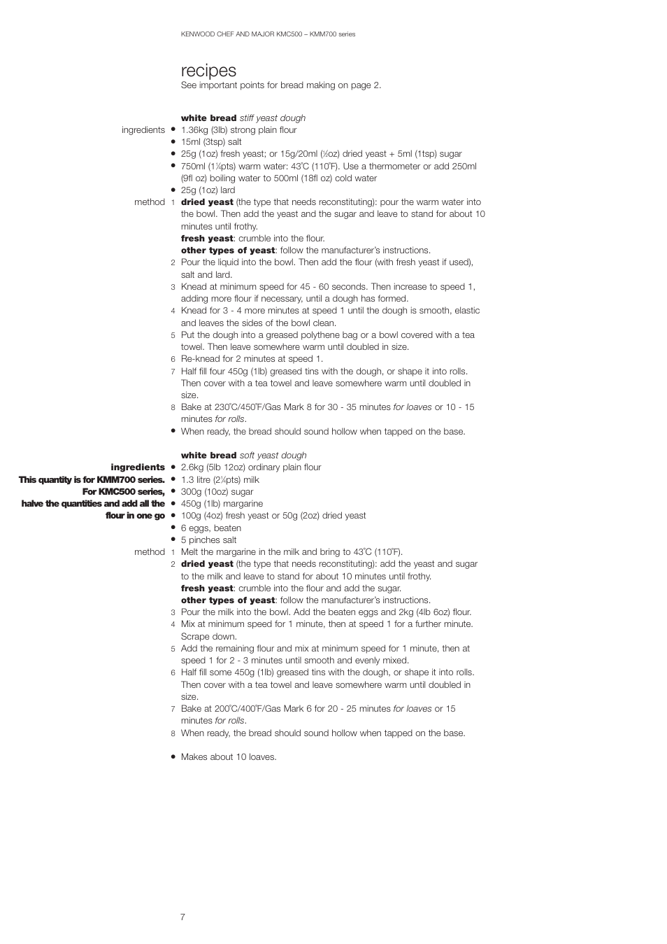 Recipes | Kenwood KMM700 Series User Manual | Page 8 / 10