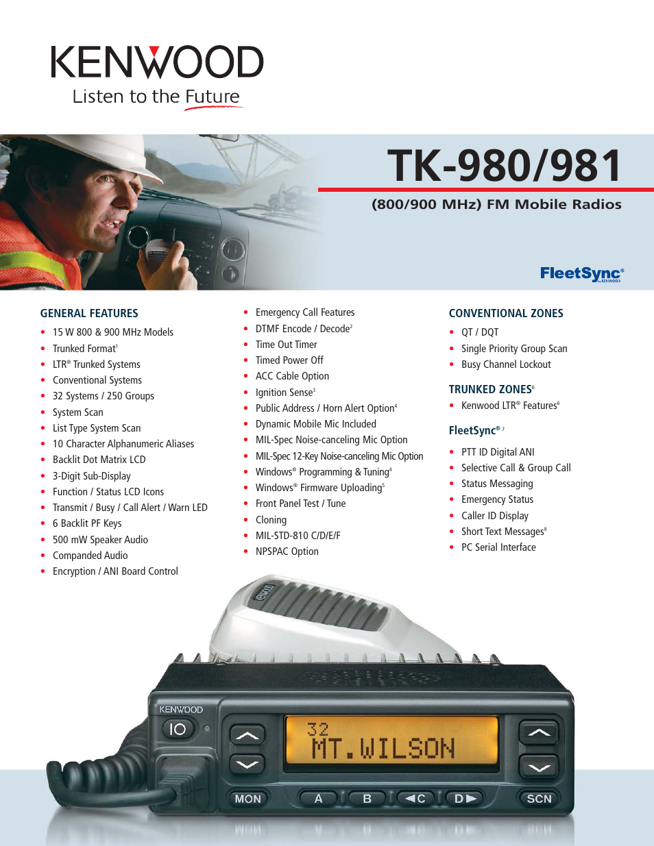 Kenwood FleetSync TK-980 User Manual | 2 pages