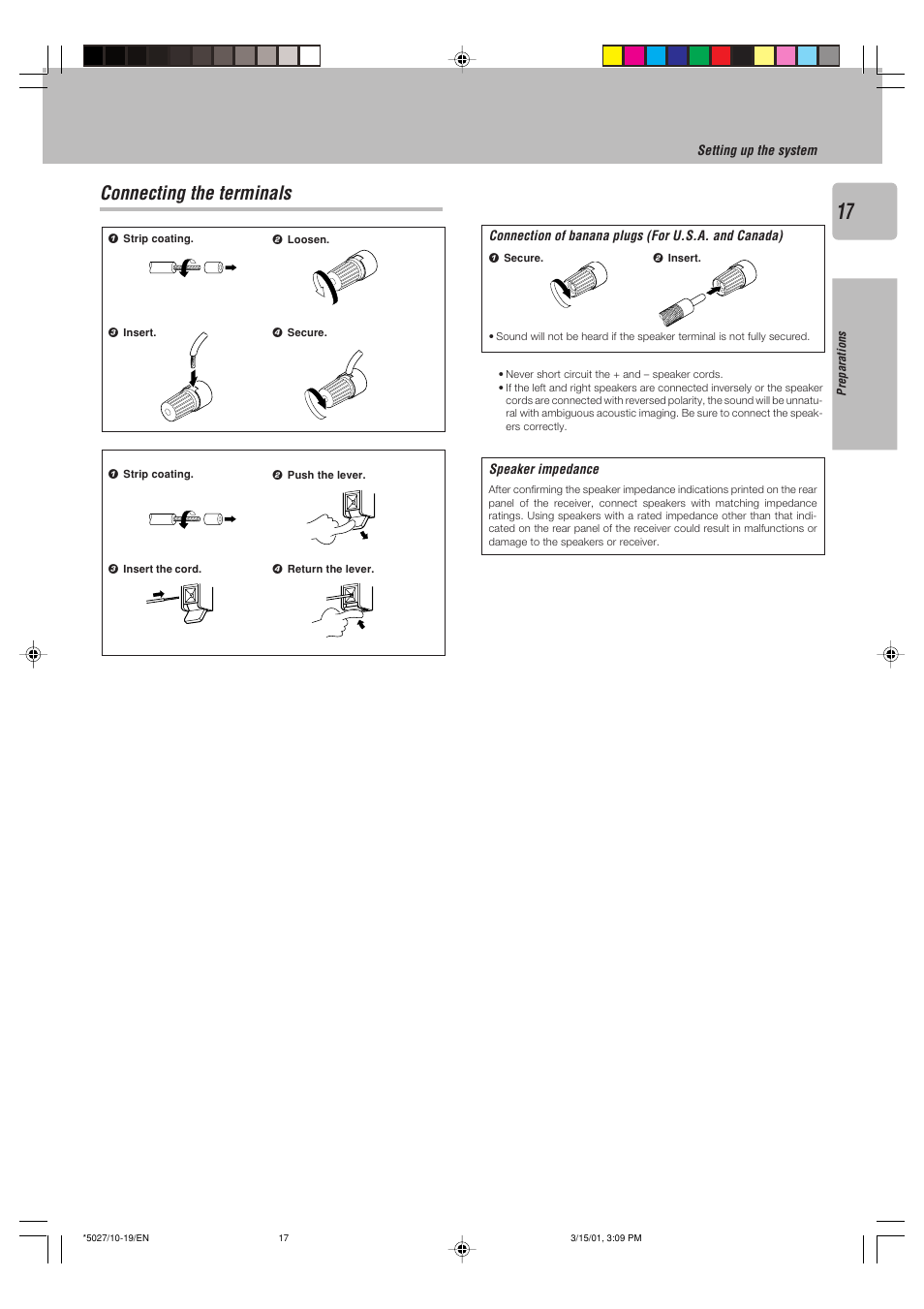 Connecting the terminals | Kenwood VR-507 User Manual | Page 17 / 48