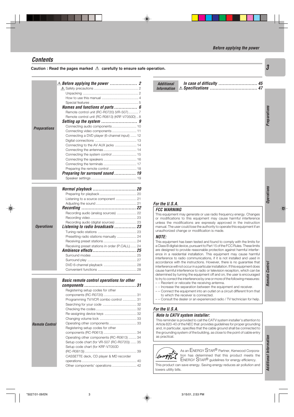 Kenwood VR-507 User Manual | Page 3 / 48