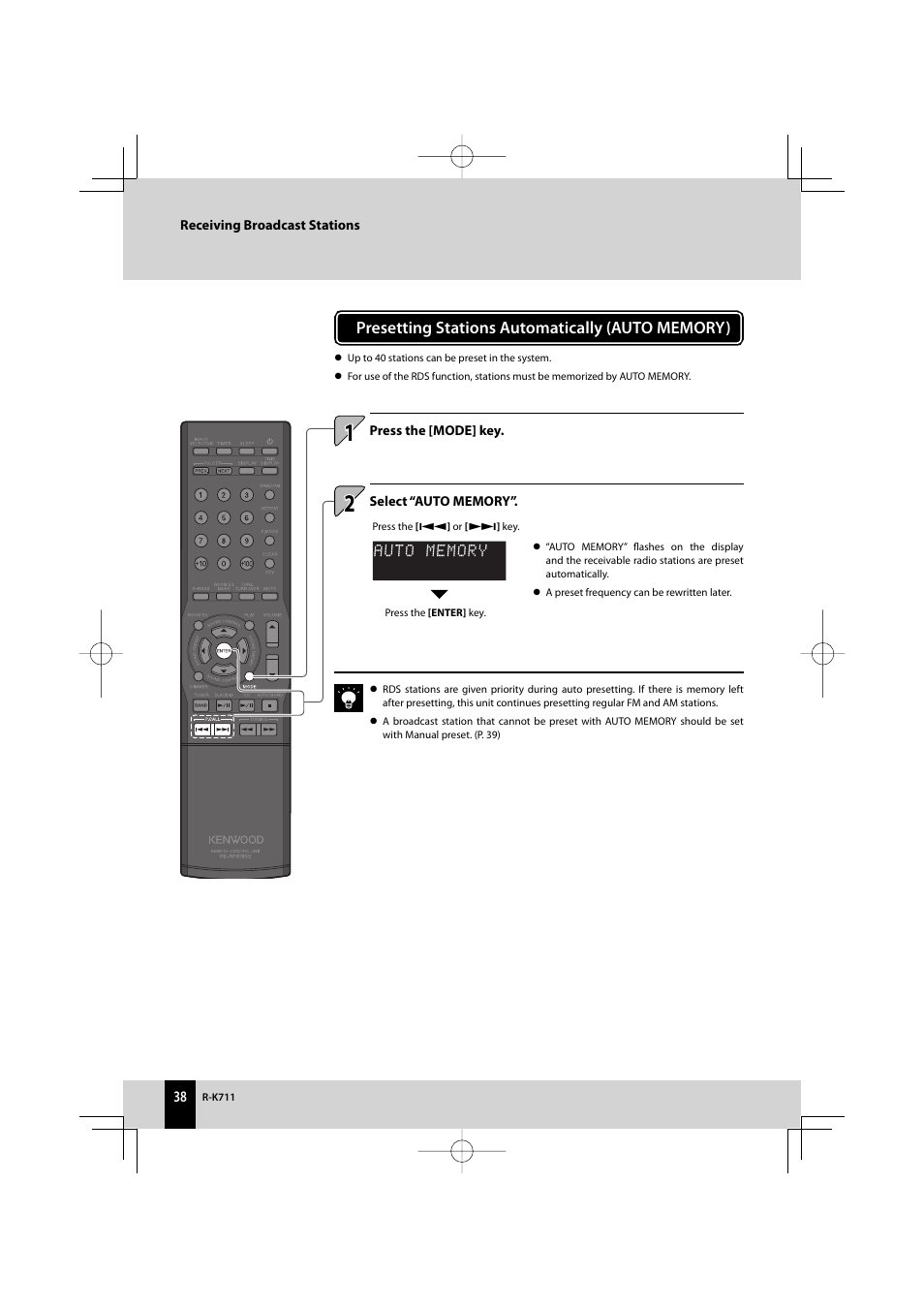 Kenwood R-K711 User Manual | Page 38 / 80