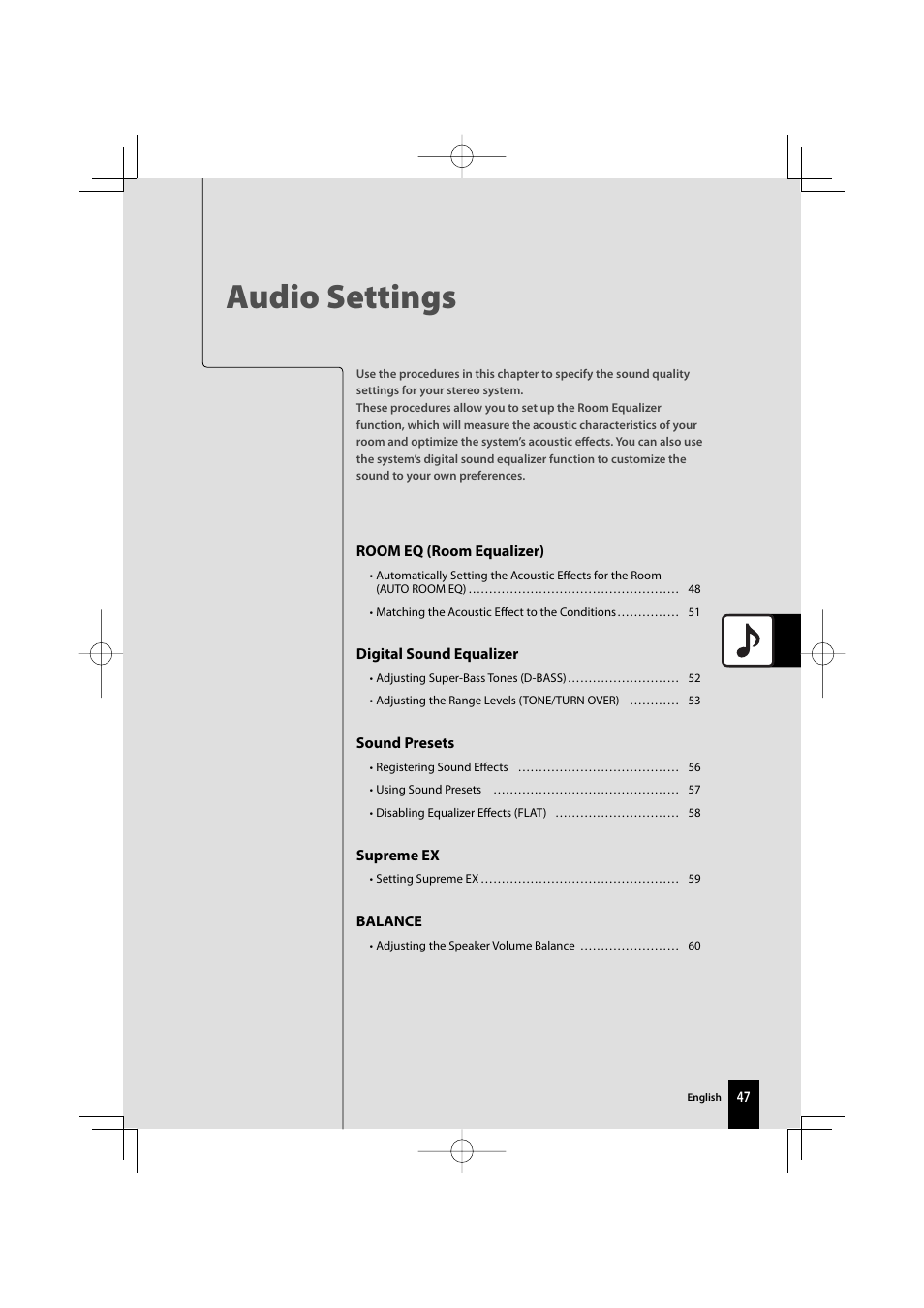 Audio settings | Kenwood R-K711 User Manual | Page 47 / 80