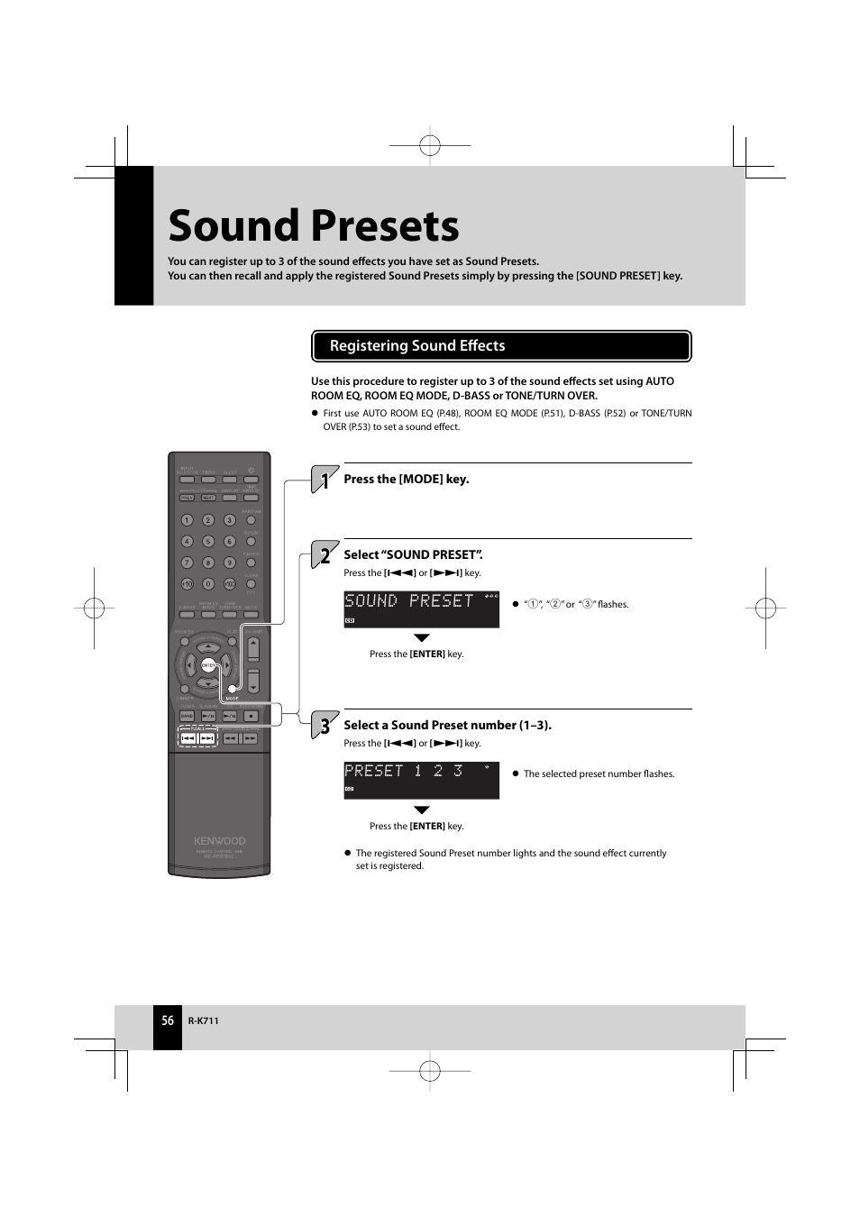 Sound presets | Kenwood R-K711 User Manual | Page 56 / 80