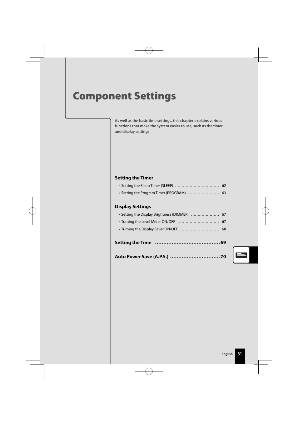 Component settings | Kenwood R-K711 User Manual | Page 61 / 80