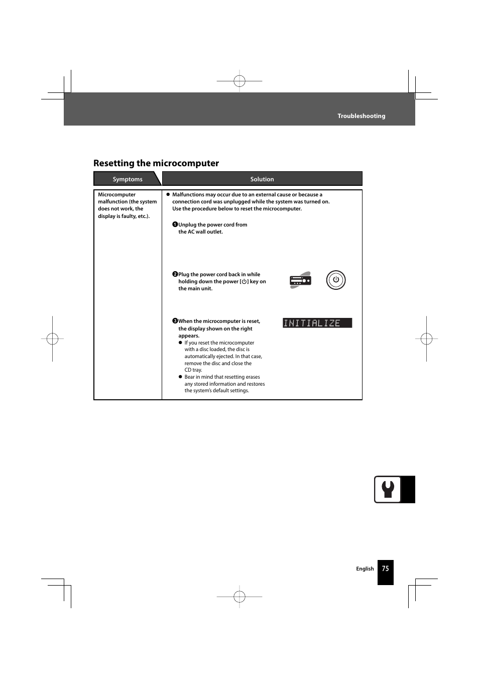 Resetting the microcomputer | Kenwood R-K711 User Manual | Page 75 / 80