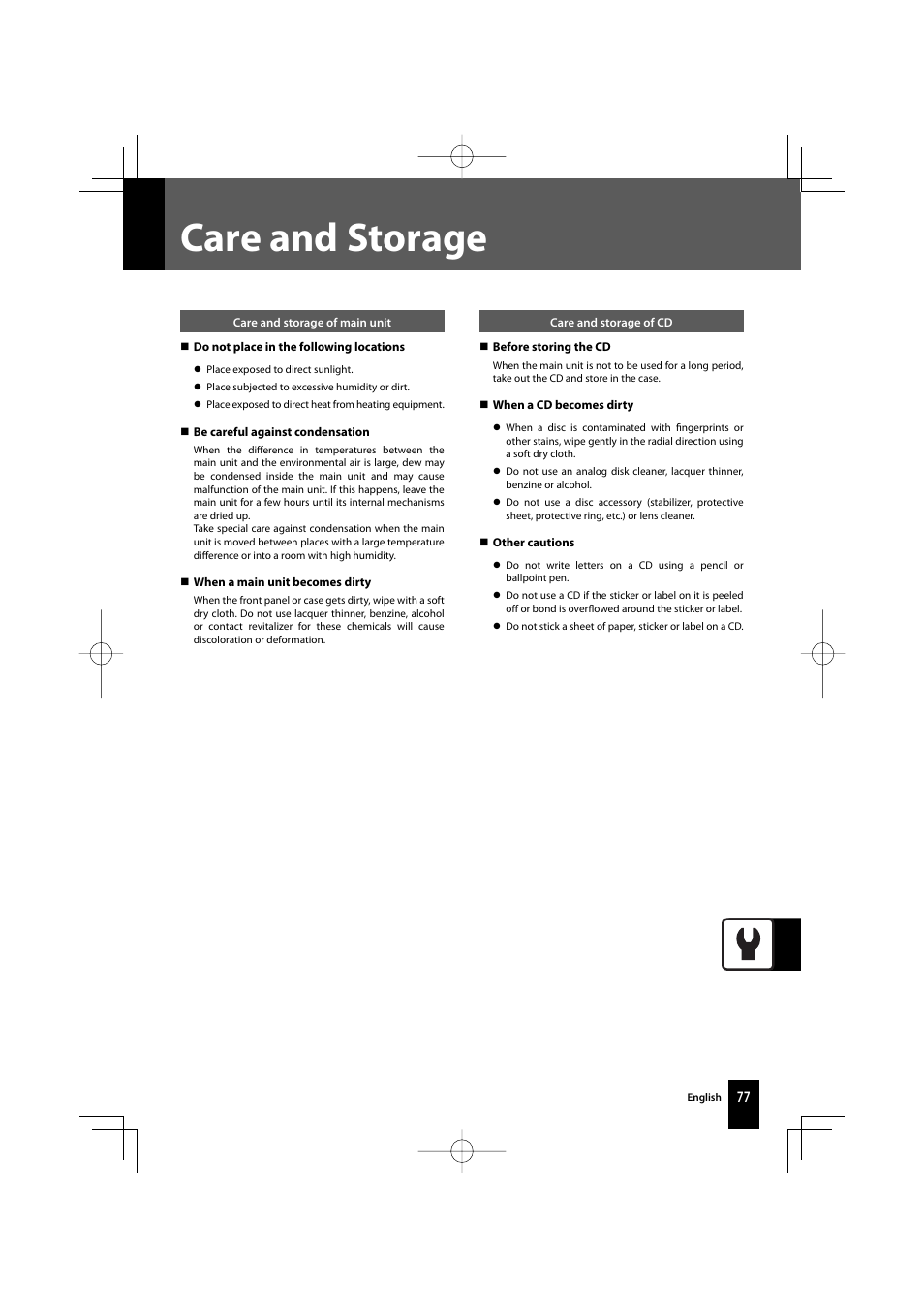 Care and storage | Kenwood R-K711 User Manual | Page 77 / 80