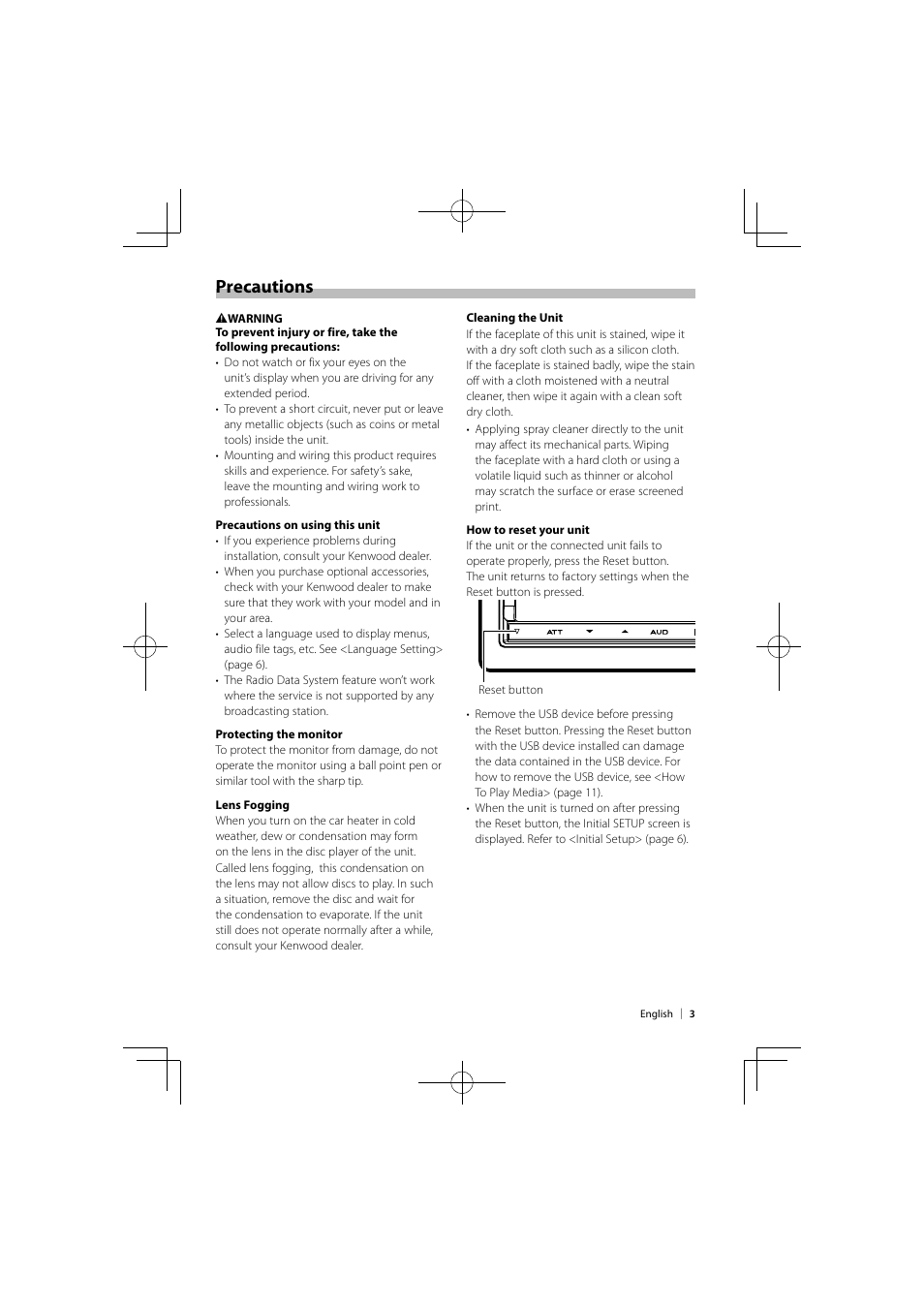 Precautions | Kenwood DNX9980HD User Manual | Page 3 / 92