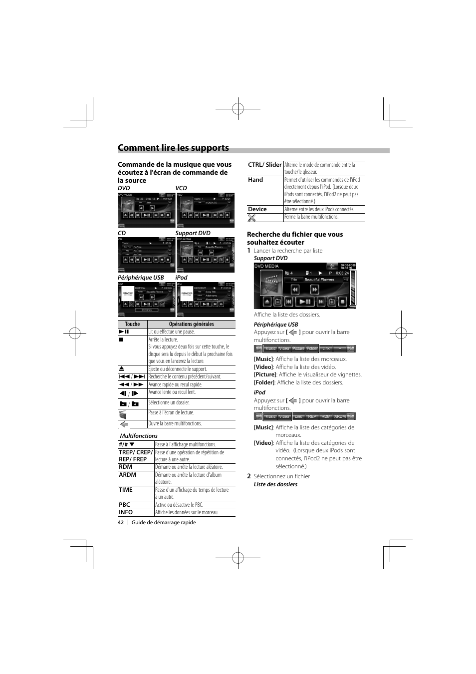 Comment lire les supports | Kenwood DNX9980HD User Manual | Page 42 / 92