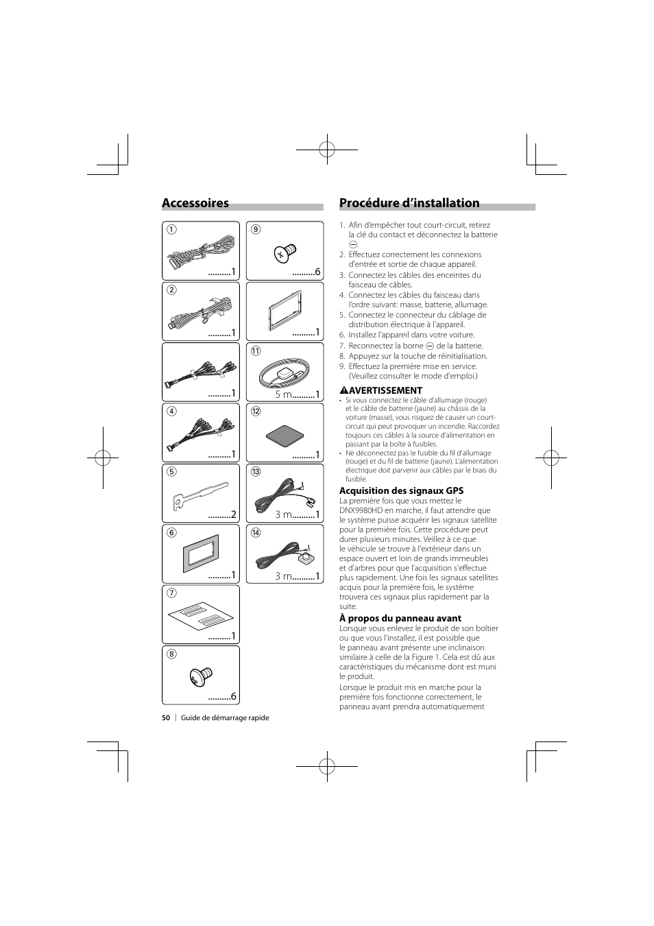 Procédure d’installation accessoires | Kenwood DNX9980HD User Manual | Page 50 / 92