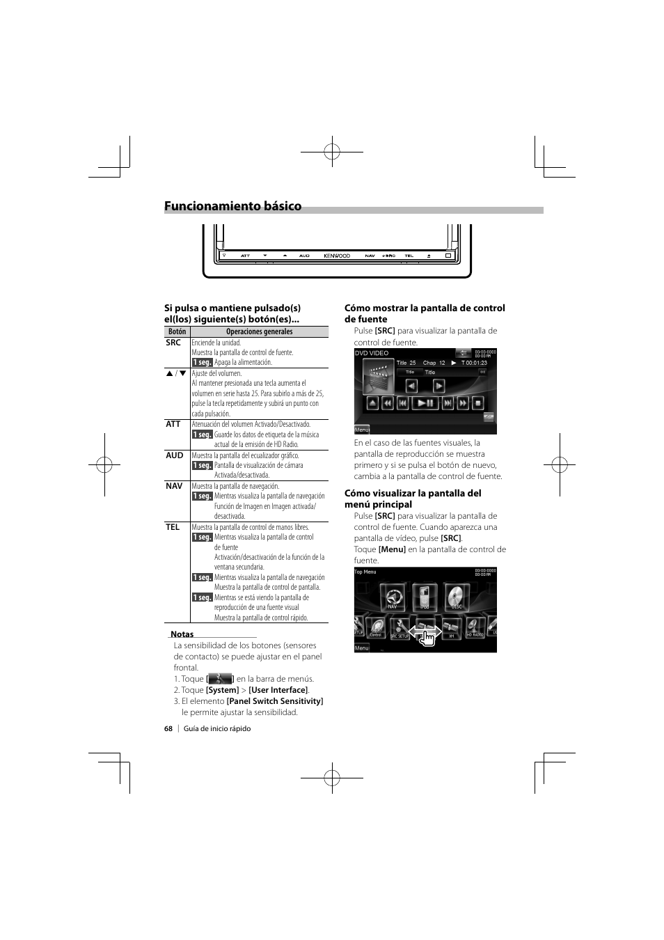 Funcionamiento básico | Kenwood DNX9980HD User Manual | Page 68 / 92