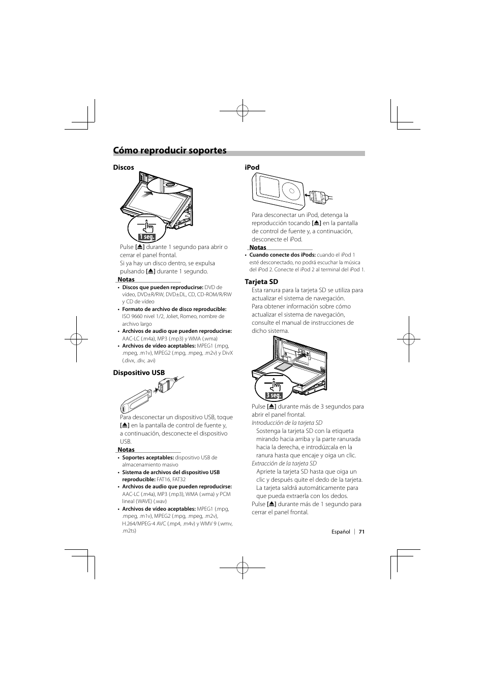 Cómo reproducir soportes | Kenwood DNX9980HD User Manual | Page 71 / 92