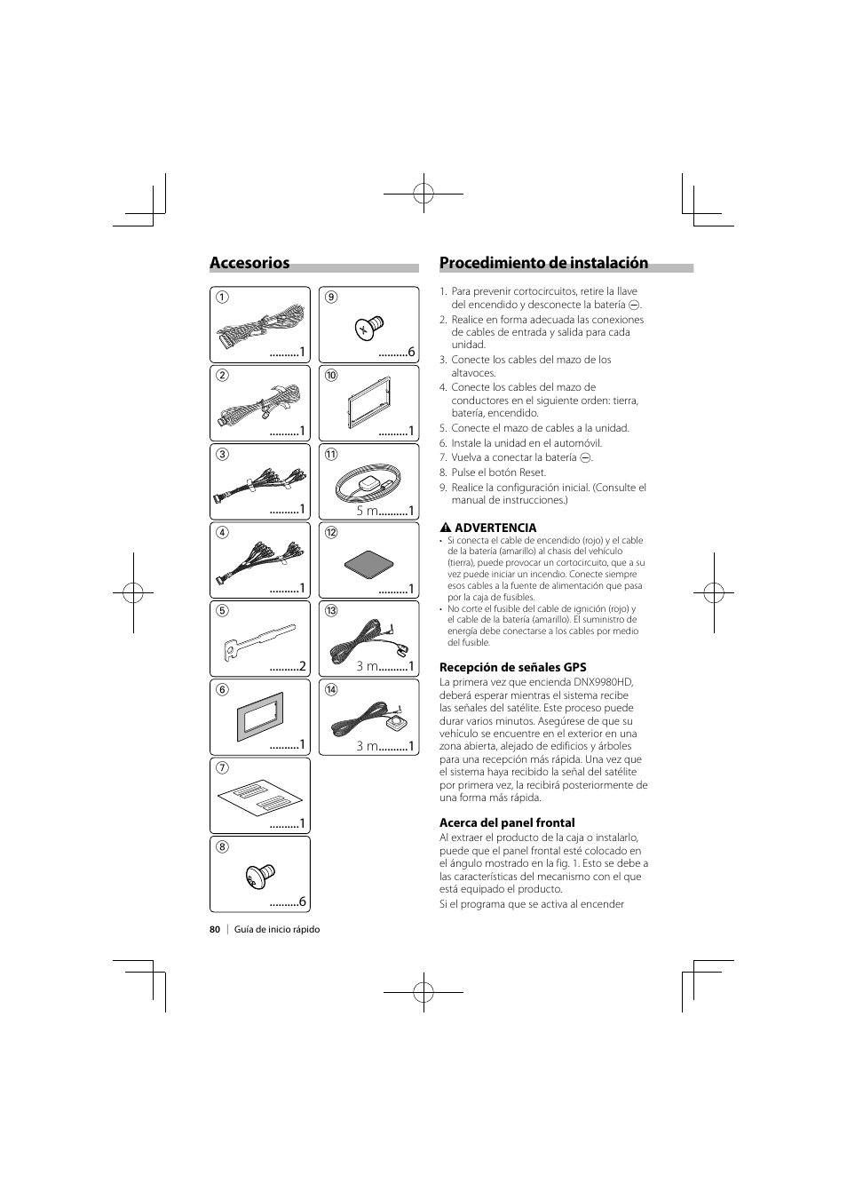 Procedimiento de instalación accesorios | Kenwood DNX9980HD User Manual | Page 80 / 92