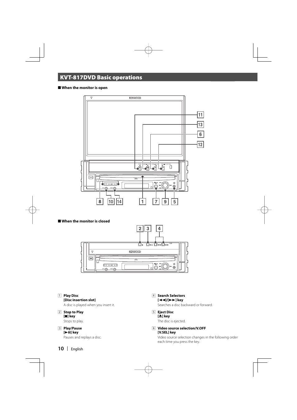 Kvt-817dvd basic operations | Kenwood Excelon KVT-817DVD User Manual | Page 10 / 112