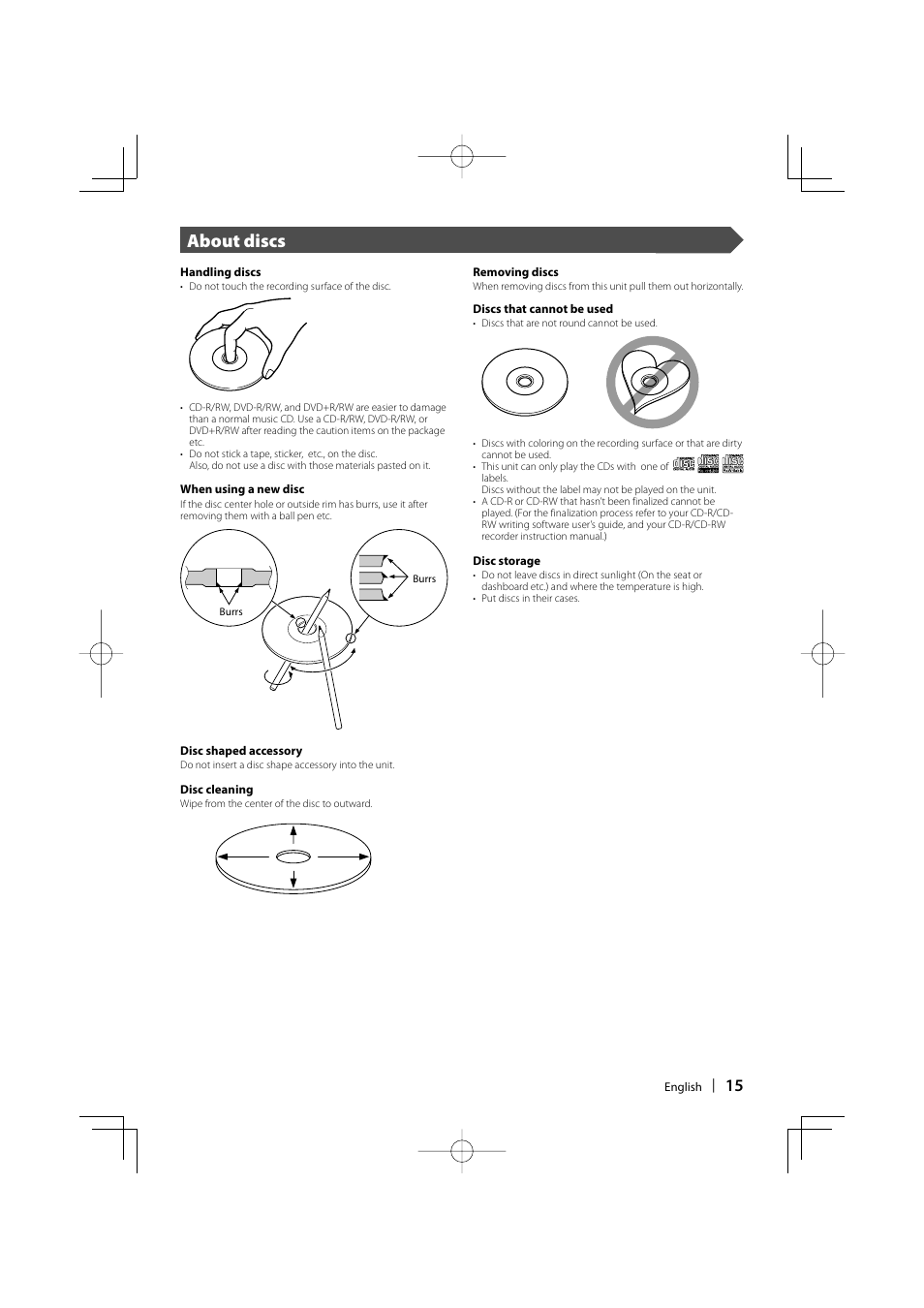 About discs | Kenwood Excelon KVT-817DVD User Manual | Page 15 / 112