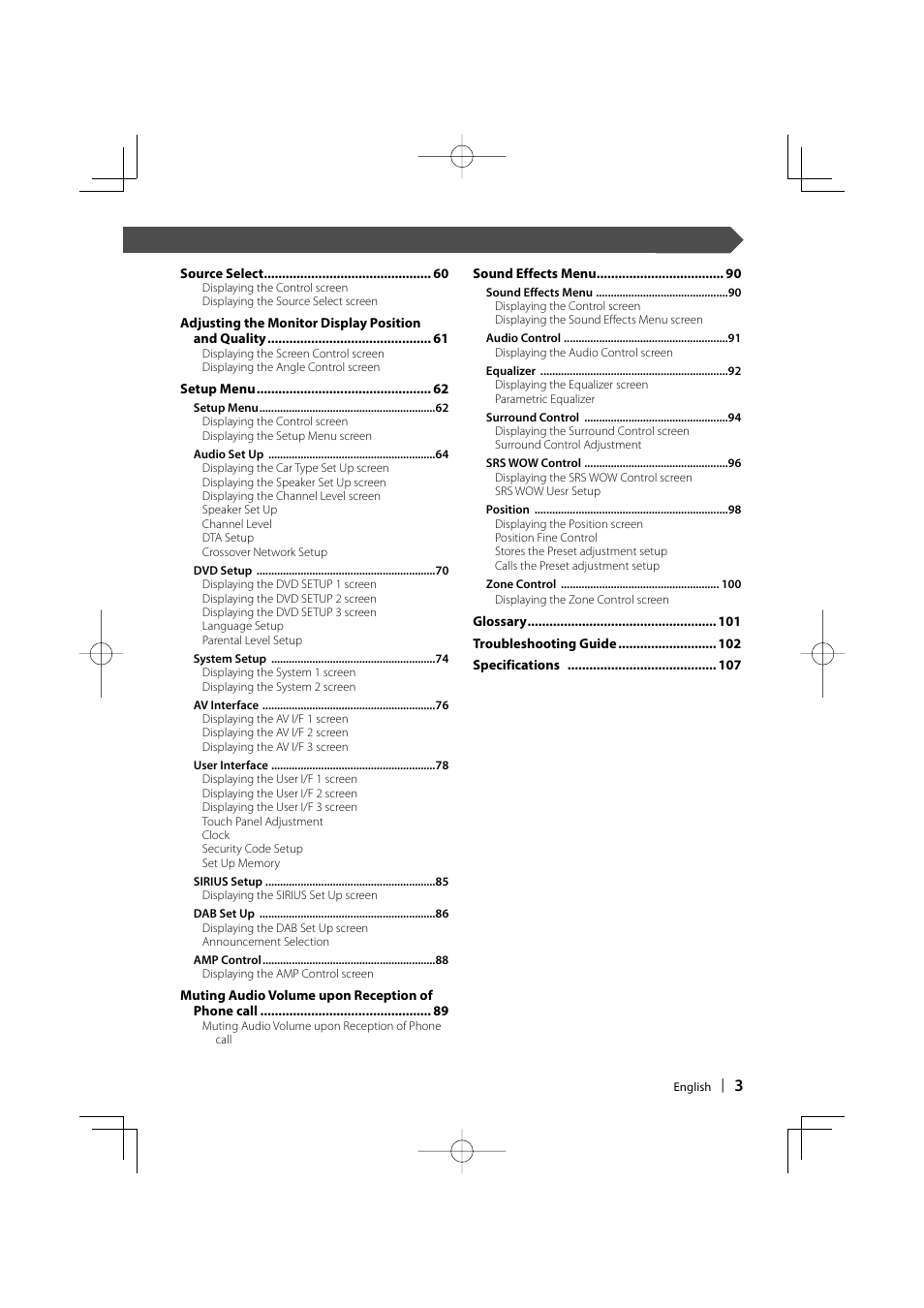 Kenwood Excelon KVT-817DVD User Manual | Page 3 / 112