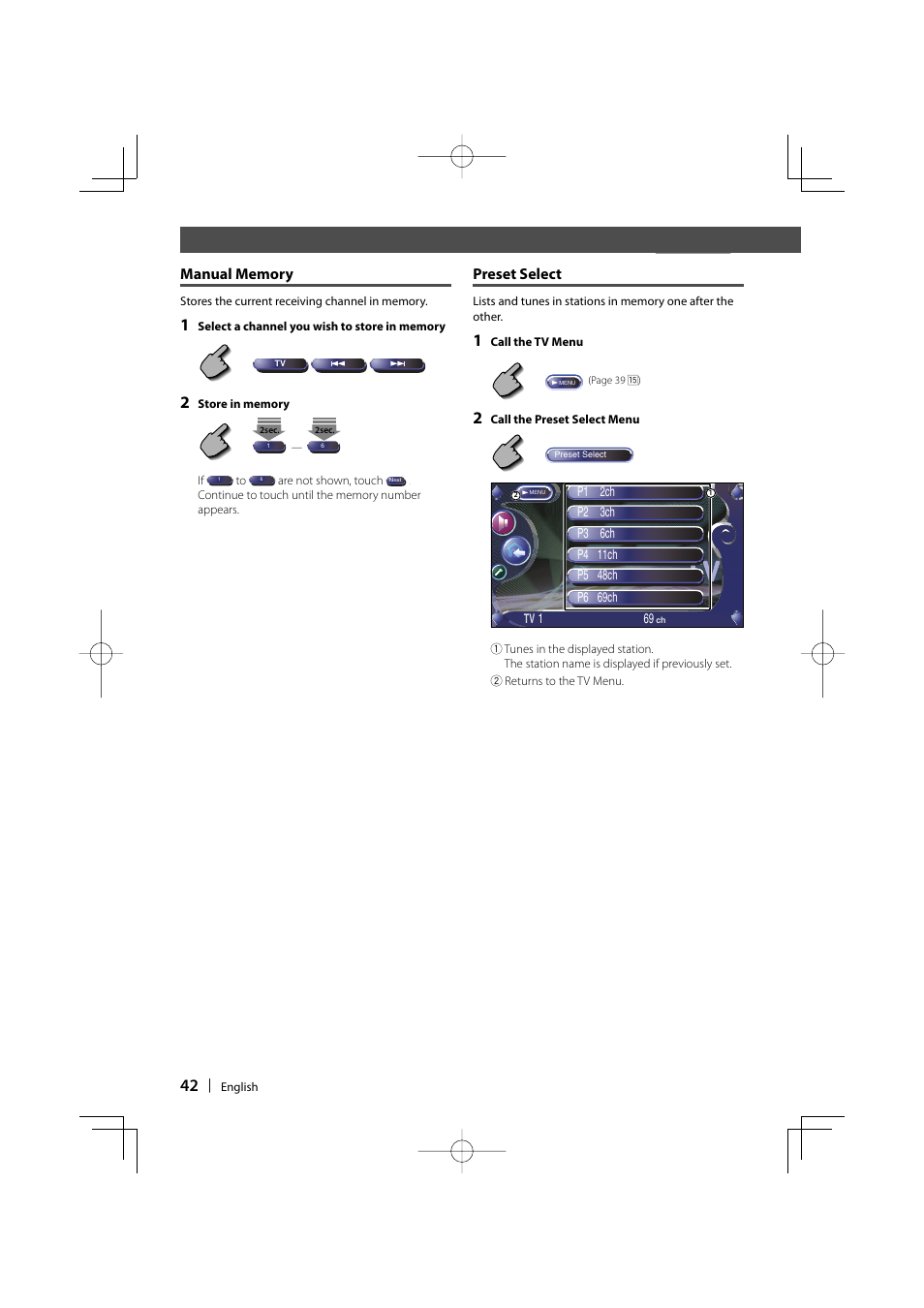 Before use, Preset select | Kenwood Excelon KVT-817DVD User Manual | Page 42 / 112