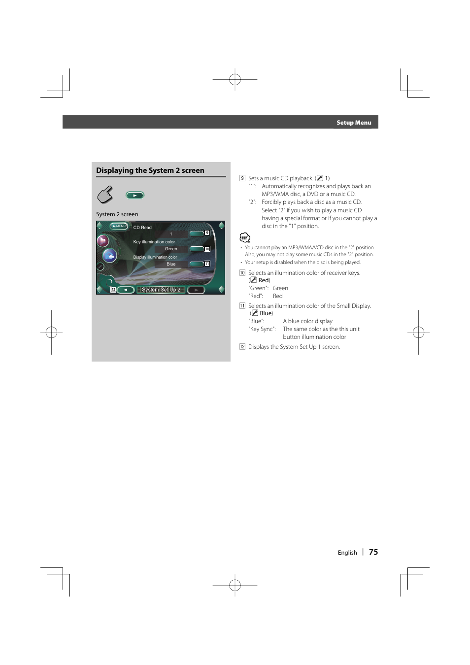 Displaying the system 2 screen | Kenwood Excelon KVT-817DVD User Manual | Page 75 / 112