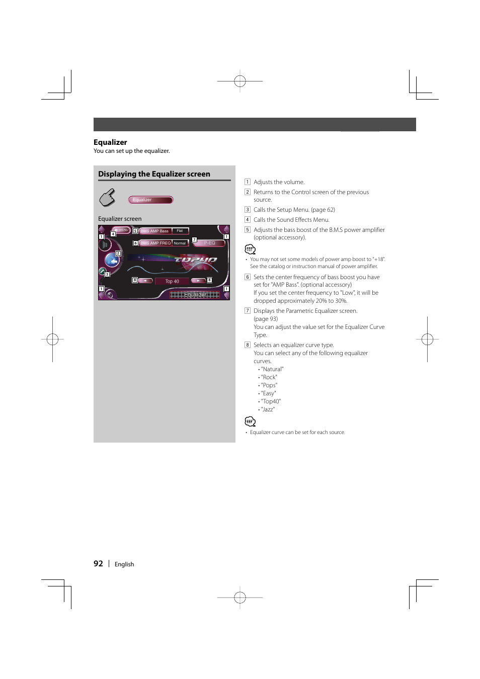 Equalizer, Displaying the equalizer screen | Kenwood Excelon KVT-817DVD User Manual | Page 92 / 112