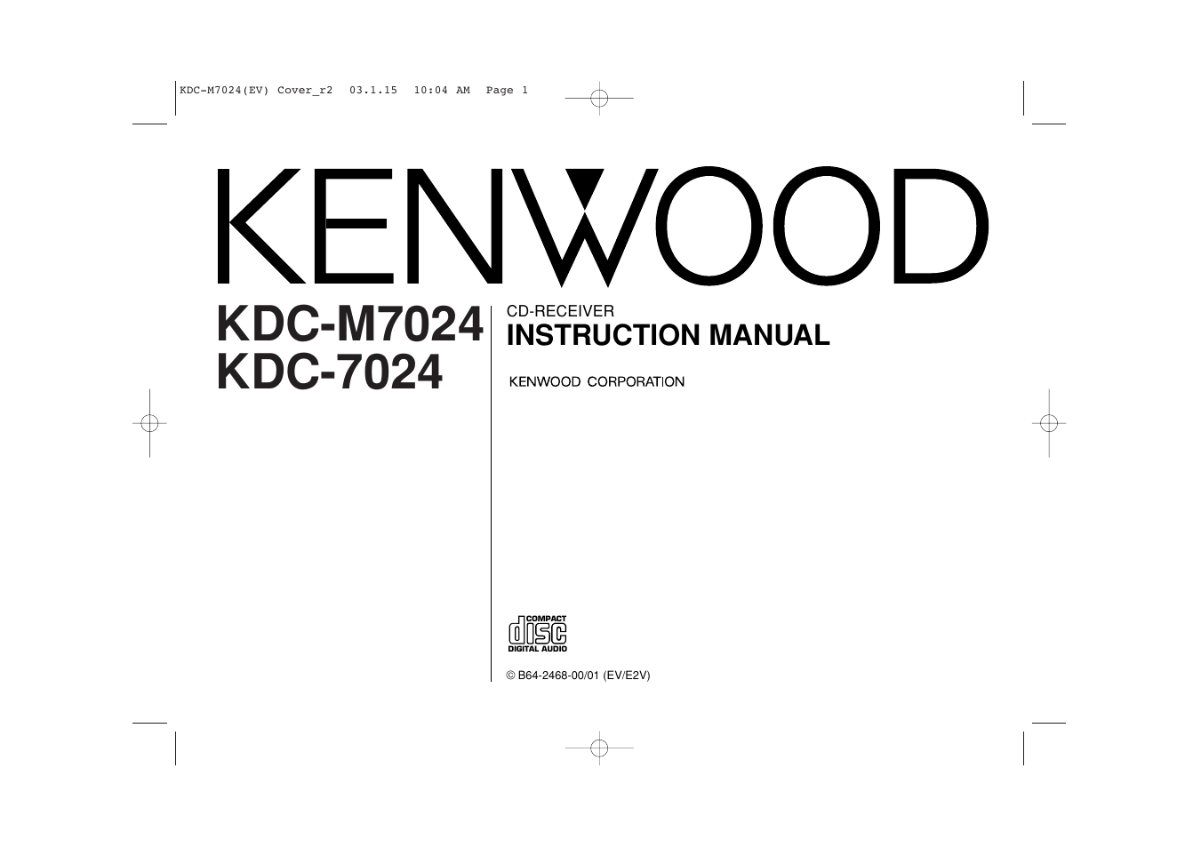 Kenwood KDC-7024 User Manual | 52 pages