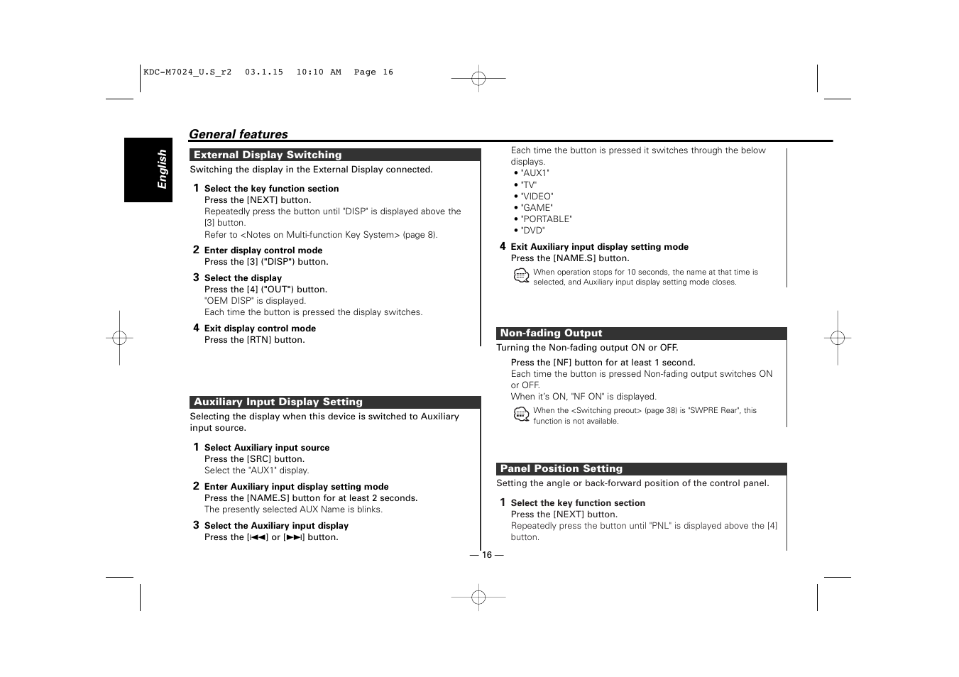 Kenwood KDC-7024 User Manual | Page 16 / 52