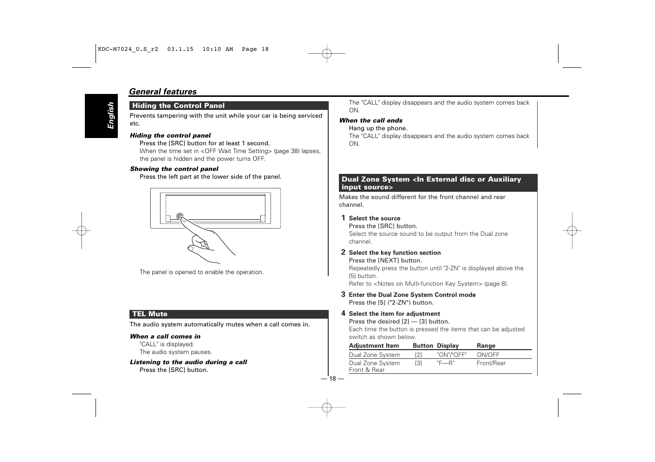 Kenwood KDC-7024 User Manual | Page 18 / 52