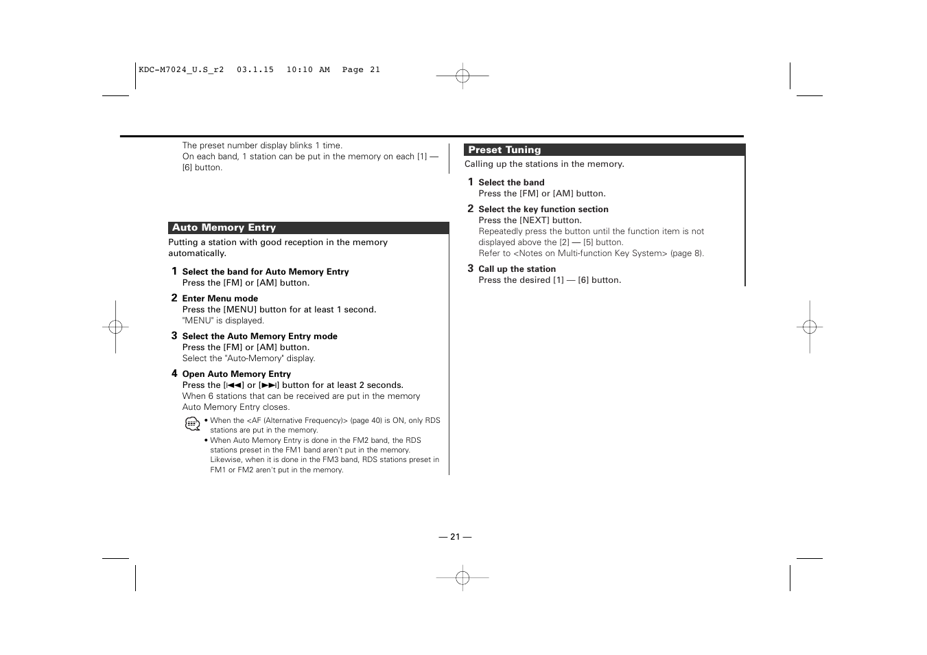 Kenwood KDC-7024 User Manual | Page 21 / 52