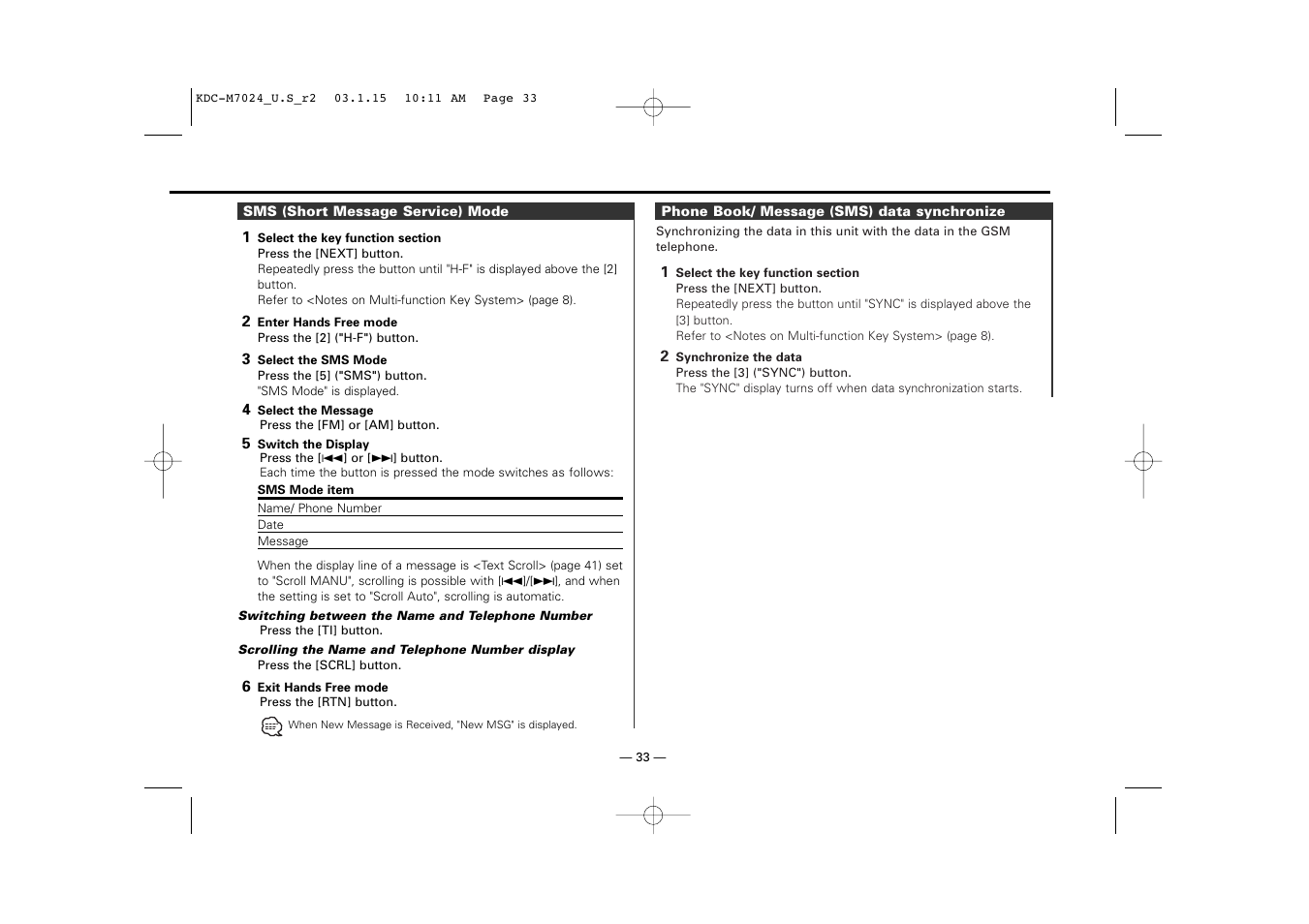 Kenwood KDC-7024 User Manual | Page 33 / 52