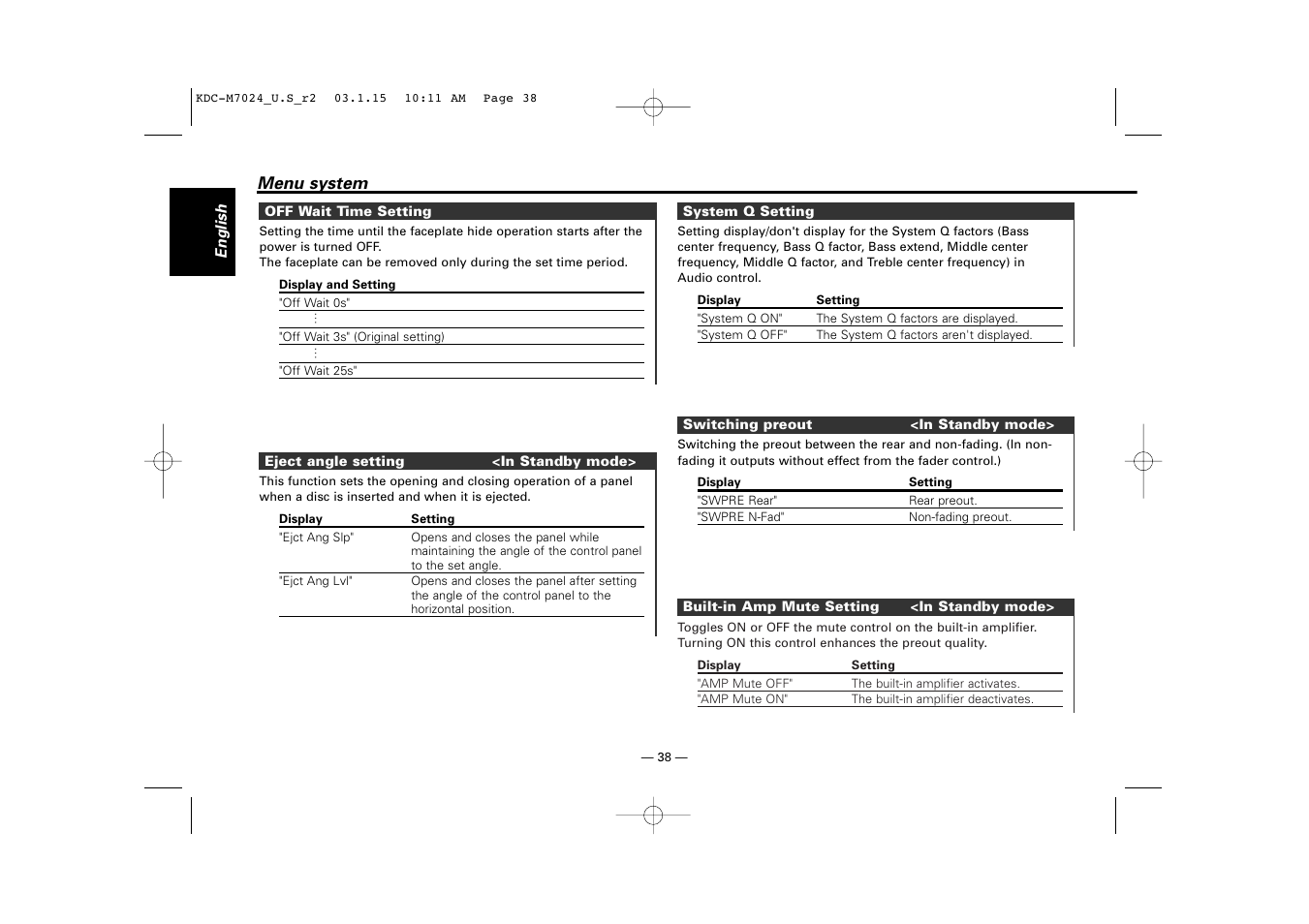 Kenwood KDC-7024 User Manual | Page 38 / 52