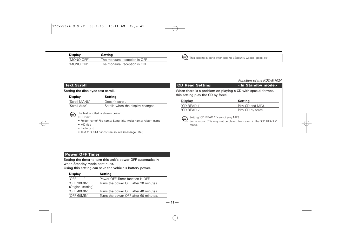 Kenwood KDC-7024 User Manual | Page 41 / 52