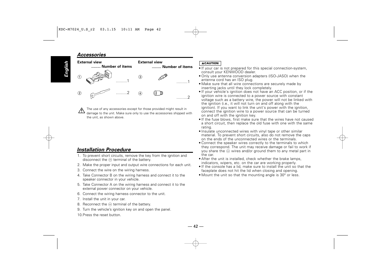 Kenwood KDC-7024 User Manual | Page 42 / 52