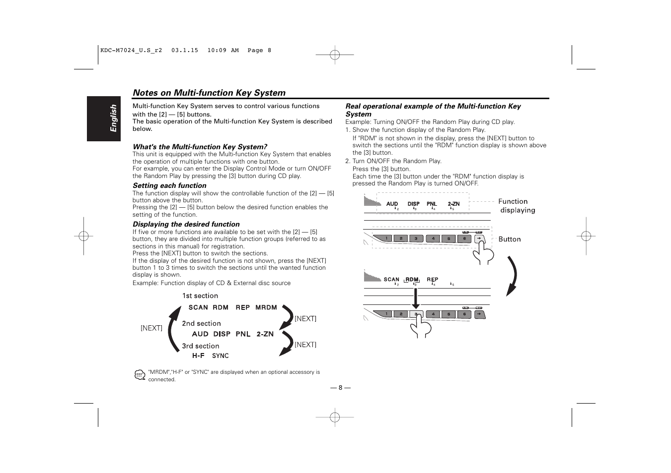 Kenwood KDC-7024 User Manual | Page 8 / 52