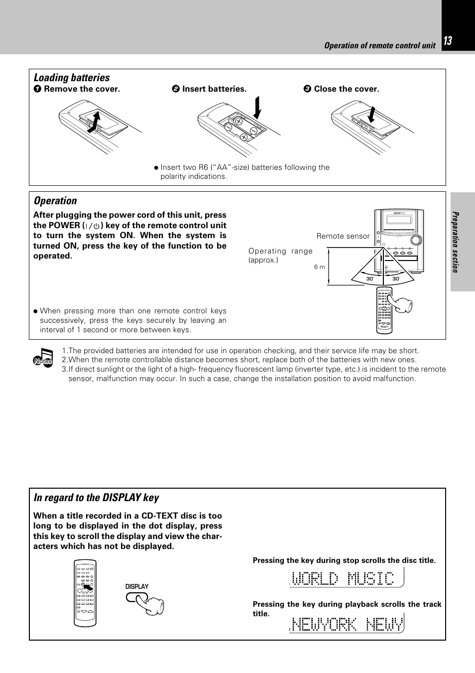 Loading batteries, Operation | Kenwood HM-332 User Manual | Page 13 / 48