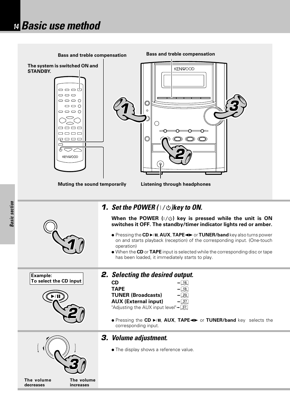 Basic use method | Kenwood HM-332 User Manual | Page 14 / 48