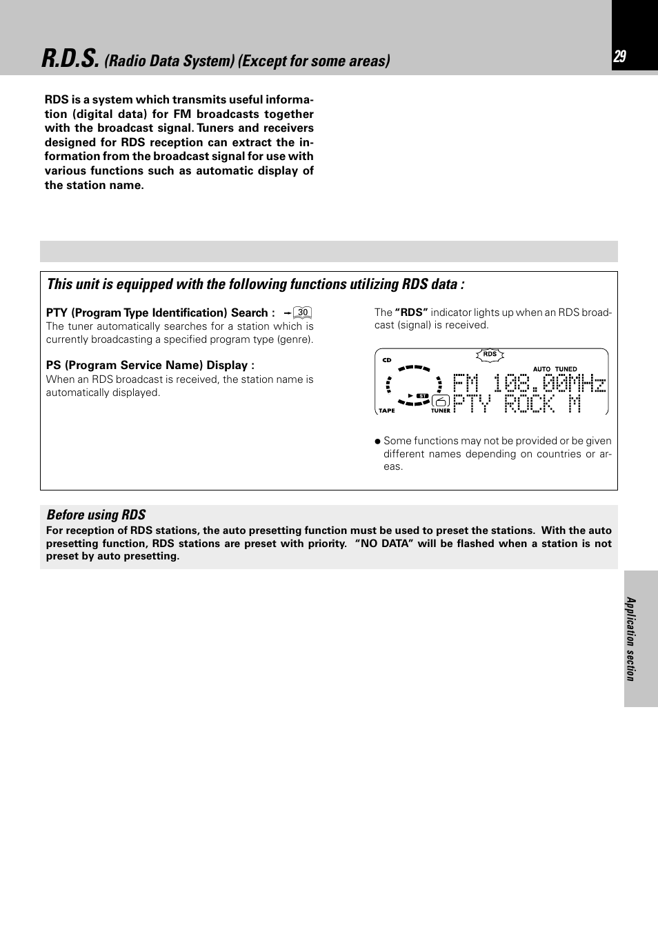 R.d.s. (radio data system) (except for some areas), R.d.s | Kenwood HM-332 User Manual | Page 29 / 48