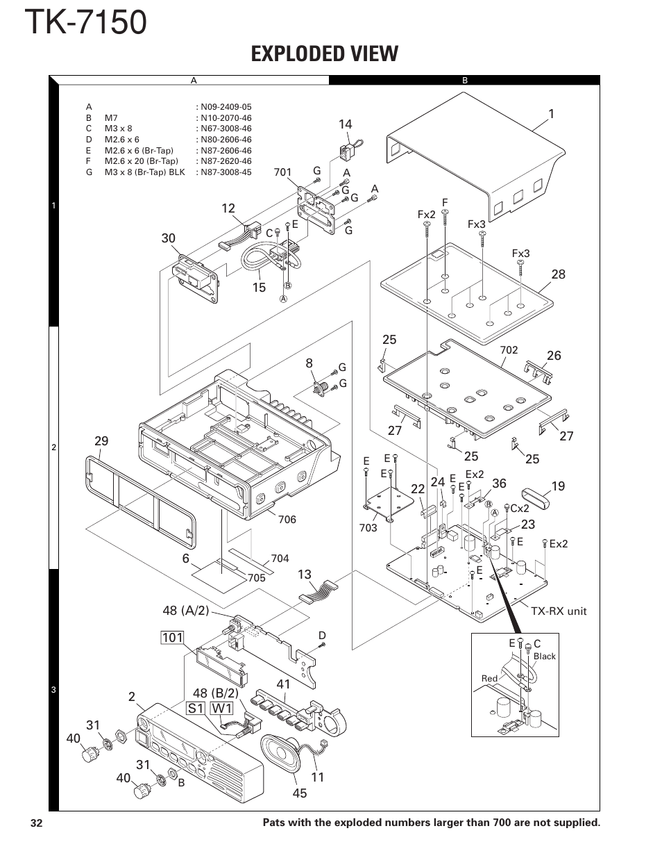 Exploded view, Tk-7150 | Kenwood TK-7150 User Manual | Page 32 / 58