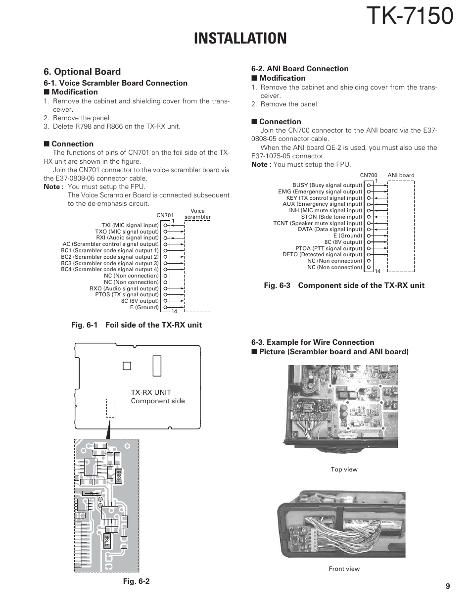 Optional board, Tk-7150, Installation | Kenwood TK-7150 User Manual | Page 9 / 58