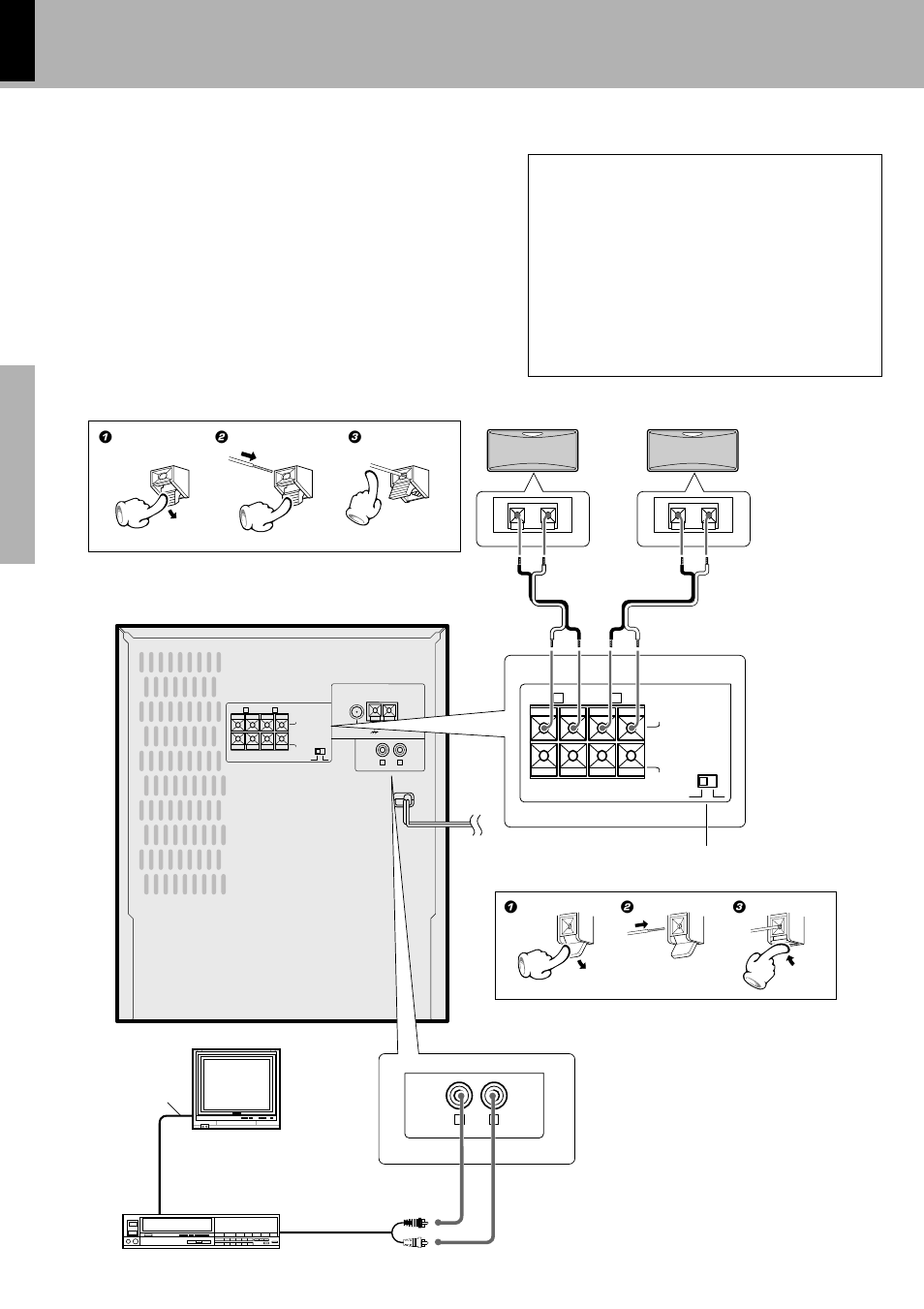 Connection of options (optional parts), Connection of options, Optional parts) | Speaker unit main unit, System connection, Monitor tv, Video deck | Kenwood XD-700 User Manual | Page 8 / 60