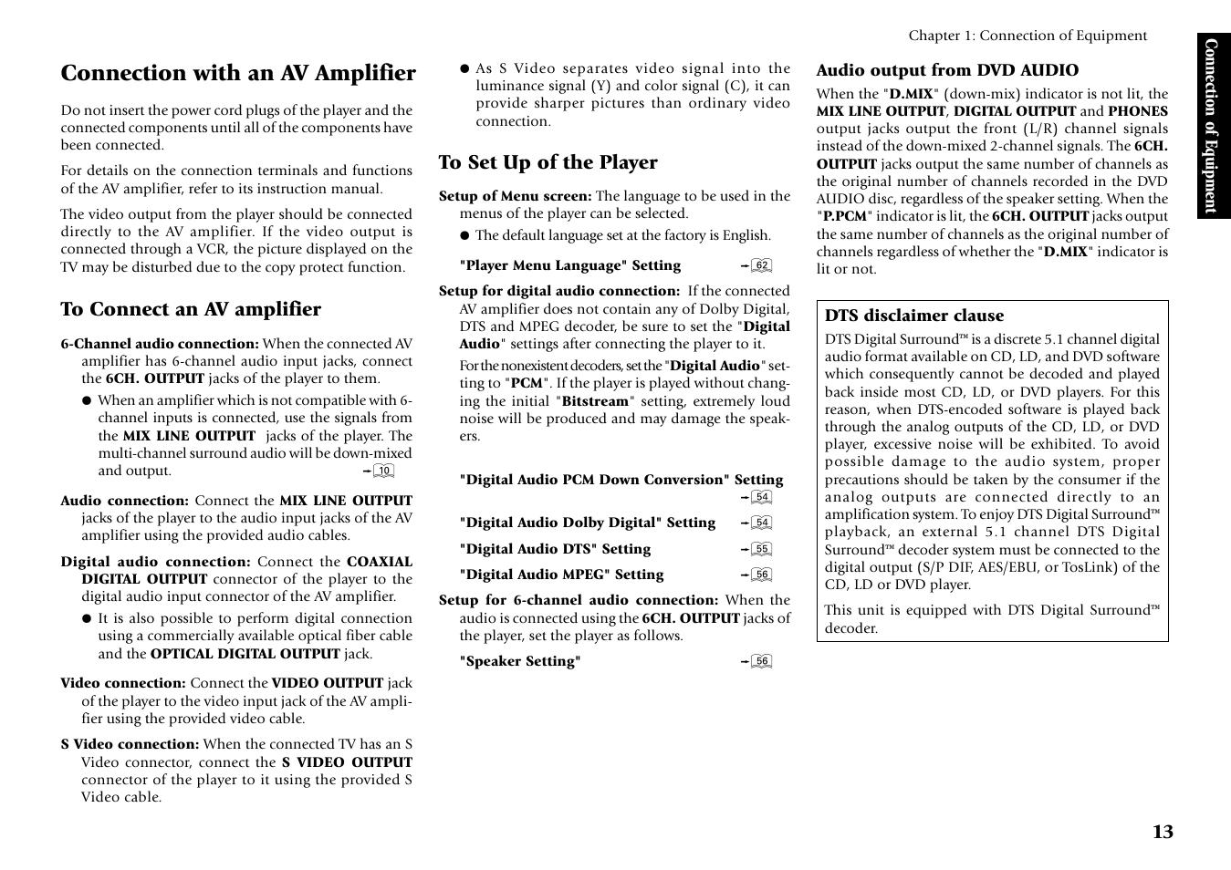 Connection with an av amplifier | Kenwood DV-5700 User Manual | Page 13 / 76