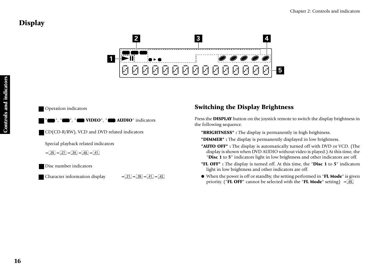 Display, Switching the display brightness | Kenwood DV-5700 User Manual | Page 16 / 76