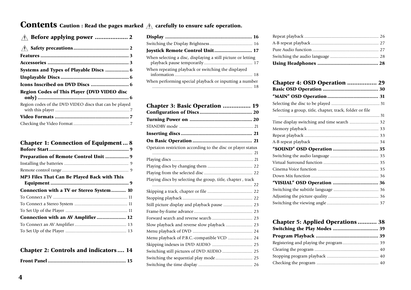 Kenwood DV-5700 User Manual | Page 4 / 76
